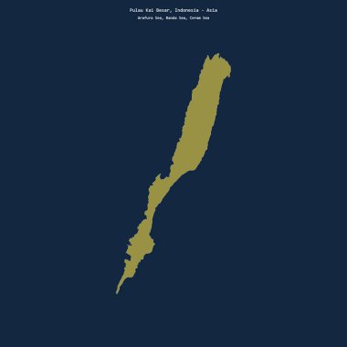 Endonezya 'ya ait Banda Denizi' ndeki Pulau Kai Besar 'ın şekli