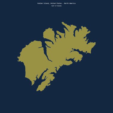 Alaska Körfezi 'ndeki Kodiak Adası' nın şekli, Amerika Birleşik Devletleri 'ne ait.
