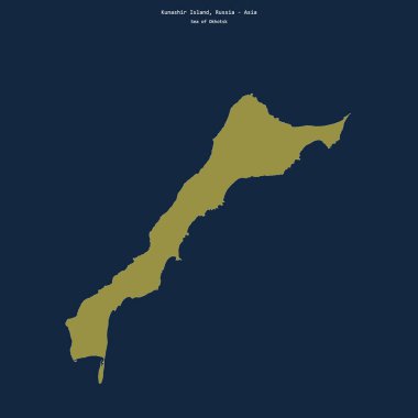 Okhotsk Denizi 'ndeki Kunashir Adası' nın şekli, Rusya 'ya ait.