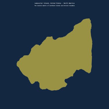 Güneydoğu Alaska 'nın Sahil Suları' ndaki Lemesurier Adası 'nın şekli ve Birleşik Devletler' e ait British Columbia.