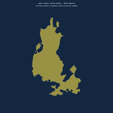 Güneydoğu Alaska 'nın Sahil Suları' ndaki Lopez Adası 'nın şekli ve ABD' ye ait British Columbia.