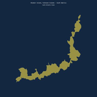 Falkland Adalarına ait Güney Atlantik Okyanusu 'ndaki Bleaker Adası' nın şekli