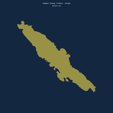 Adriyatik Denizi 'ndeki Pasmano Adası' nın Hırvatistan 'a ait şekli