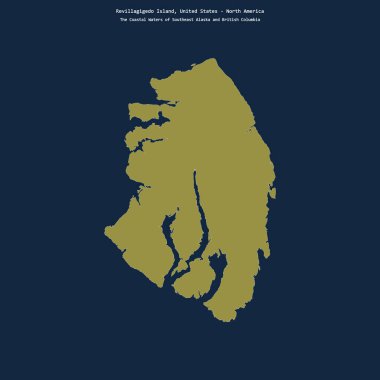 Güneydoğu Alaska 'nın Sahil Suları' ndaki Revillagigedo Adası 'nın şekli ve Birleşik Devletler' e ait British Columbia.