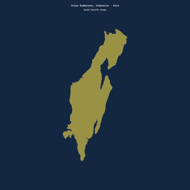 Güney Pasifik Okyanusu 'ndaki Pulau Rumberpon' un şekli, Endonezya 'ya ait.