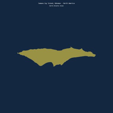 Bahamalar 'a ait Kuzey Atlantik Okyanusu' ndaki Samana Cay Adası 'nın şekli