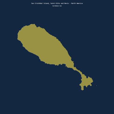 Karayip Denizi 'ndeki San Cristobal Adası' nın şekli Saint Kitts ve Nevis 'e ait.