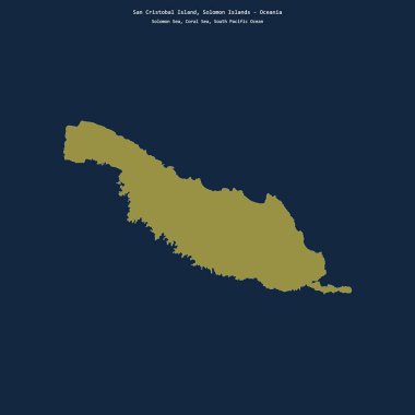 Mercan Denizi 'ndeki San Cristobal Adası' nın şekli, Solomon Adalarına ait.