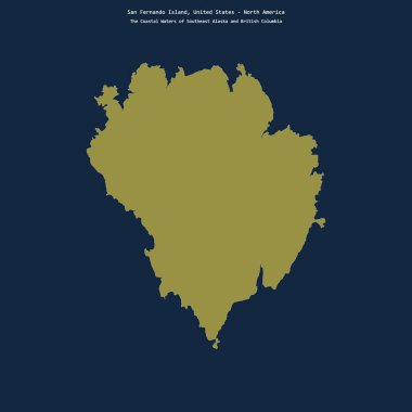 Güneydoğu Alaska 'nın Sahil Suları' ndaki San Fernando Adası 'nın şekli ve Birleşik Devletler' e ait British Columbia.