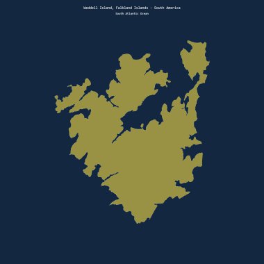 Falkland Adalarına ait Güney Atlantik Okyanusu 'ndaki Weddell Adası' nın şekli