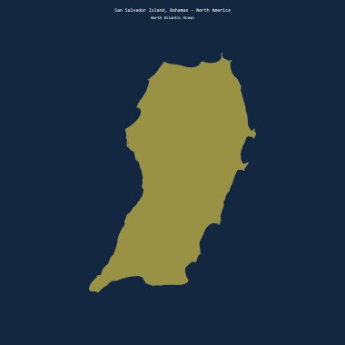 Bahamalar 'a ait olan Kuzey Atlantik Okyanusu' ndaki San Salvador Adası 'nın şekli.