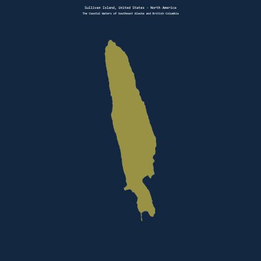 Güneydoğu Alaska 'nın Sahil Suları' ndaki Sullivan Adası 'nın şekli ve ABD' ye ait British Columbia.