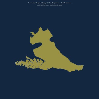 Shape of Tierra del Fuego Island in the South Pacific Ocean, shared between: Chile, Argentina clipart