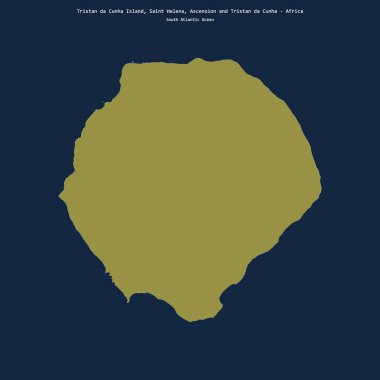 Güney Atlantik Okyanusu 'ndaki Tristan da Cunha Adası' nın şekli. Saint Helena, Ascension ve Tristan da Cunha 'ya ait.