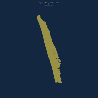 Shape of Vypin Island in the Laccadive Sea, belonging to India clipart