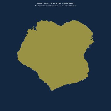 Güneydoğu Alaska 'nın Sahil Suları' ndaki Zarembo Adası 'nın şekli ve Amerika Birleşik Devletleri' ne ait British Columbia.