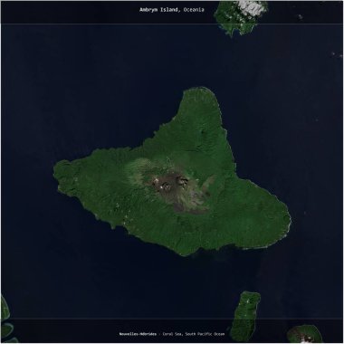 Ambrym Island in the Coral Sea, belonging to Vanuatu, cropped to square on a satellite image taken in July 7, 2023 clipart