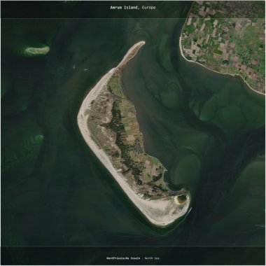 Amrum Island in the North Sea, belonging to Germany, cropped to square on a satellite image taken in May 21, 2024 clipart