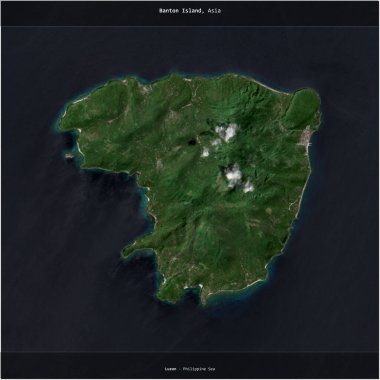 Banton Island in the Philippine Sea, belonging to Philippines, cropped to square on a satellite image taken in February 17, 2020 clipart