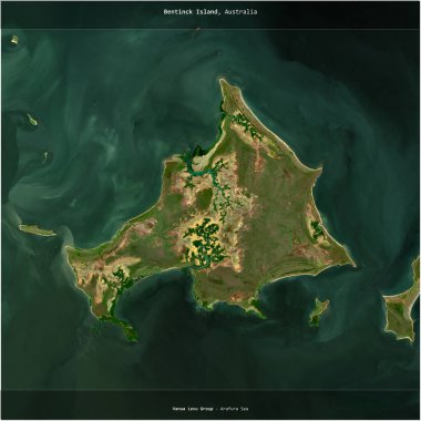 Bentinck Island in the Arafura Sea, belonging to Australia, cropped to square on a satellite image taken in April 1, 2024 clipart