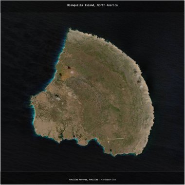 Blanquilla Island in the Caribbean Sea, belonging to Venezuela, cropped to square on a satellite image taken in May 4, 2023 clipart