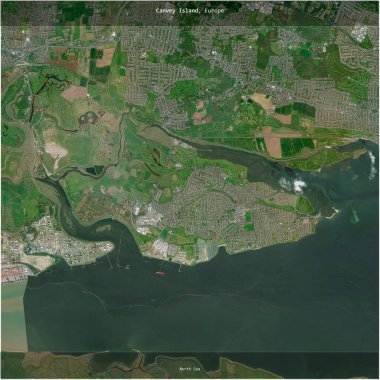 Canvey Island in the North Sea, belonging to United Kingdom, cropped to square on a satellite image taken in May 20, 2024 clipart