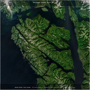 Chichagof Island in the North Pacific Ocean, belonging to United States, cropped to square on a satellite image taken in September 15, 2020 clipart