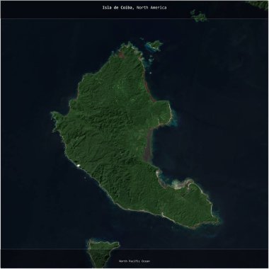 Isla de Coiba in the North Pacific Ocean, belonging to Panama, cropped to square on a satellite image taken in December 24, 2018 clipart