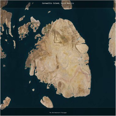 Cornwallis Island in the The Northwestern Passages, belonging to Canada, cropped to square on a satellite image taken in August 26, 2018 clipart