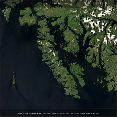 Dall Island in the North Pacific Ocean, belonging to United States, cropped to square on a satellite image taken in May 15, 2023 clipart