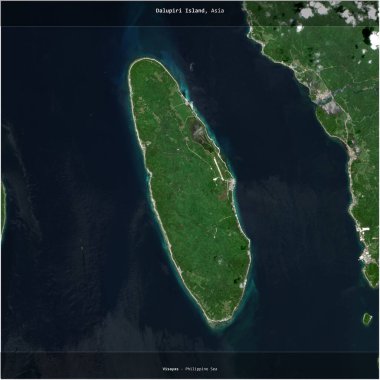 Dalupiri Island in the Philippine Sea, belonging to Philippines, cropped to square on a satellite image taken in October 6, 2023 clipart