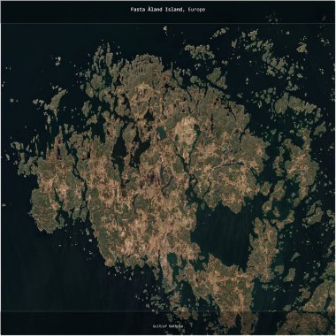 Fasta Aland Island in the Gulf of Bothnia, belonging to Finland, cropped to square on a satellite image taken in April 18, 2023 clipart