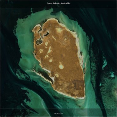 Faure Island in the Indian Ocean, belonging to Australia, cropped to square on a satellite image taken in September 11, 2023 clipart