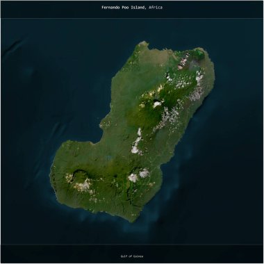 Fernando Poo Island in the Gulf of Guinea, belonging to Equatorial Guinea, cropped to square on a satellite image taken in December 26, 2018 clipart