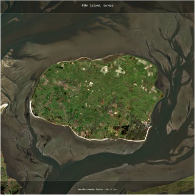 Fohr Island in the North Sea, belonging to Germany, cropped to square on a satellite image taken in February 26, 2023 clipart