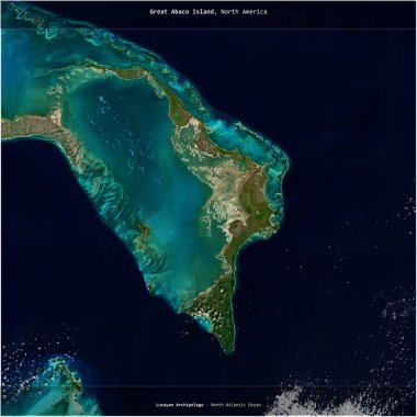 Great Abaco Island in the North Atlantic Ocean, belonging to Bahamas, cropped to square on a satellite image taken in January 7, 2023 clipart