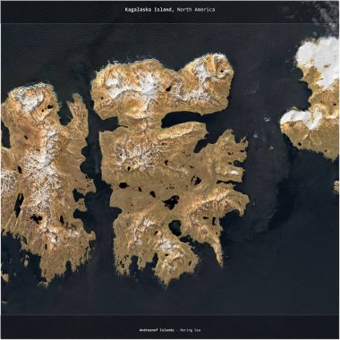 Bering Denizi 'ndeki Kagalaska Adası, 4 Haziran 2024' te çekilen uydu görüntüsüyle karesini aldı.