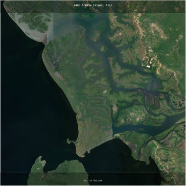 Kaoh Sralau Island in the Gulf of Thailand, belonging to Cambodia, cropped to square on a satellite image taken in February 12, 2021 clipart