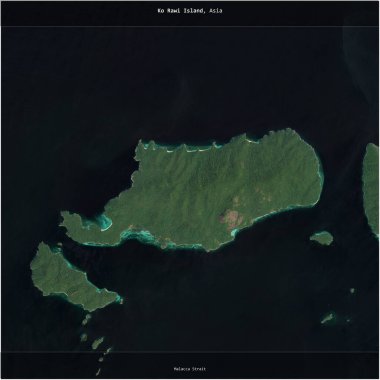 Ko Rawi Island in the Malacca Strait, belonging to Thailand, cropped to square on a satellite image taken in February 15, 2021 clipart