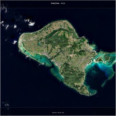 Kumejima in the Eastern China Sea, belonging to Japan, cropped to square on a satellite image taken in November 5, 2023 clipart