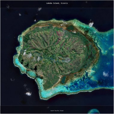 Lakeba Island in the South Pacific Ocean, belonging to Fiji, cropped to square on a satellite image taken in July 25, 2018 clipart