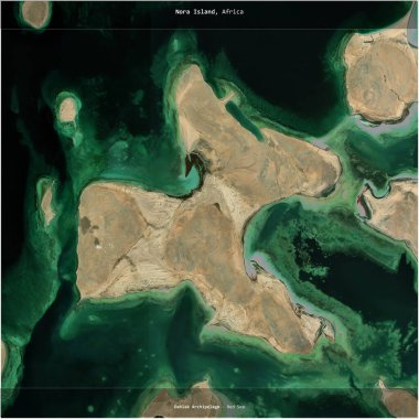 Nora Island in the Red Sea, belonging to Eritrea, cropped to square on a satellite image taken in November 19, 2022 clipart