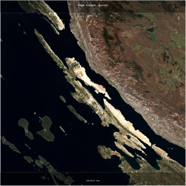 Hırvatistan 'a ait Adriyatik Denizi' ndeki Pago Adası, 21 Şubat 2024 'te çekilmiş bir uydu görüntüsünün karesini aldı.