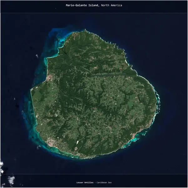 Karayip Denizi 'ndeki Marie-Galante Adası, Guadeloupe' a ait. 27 Aralık 2022 'de çekilmiş bir uydu görüntüsü.