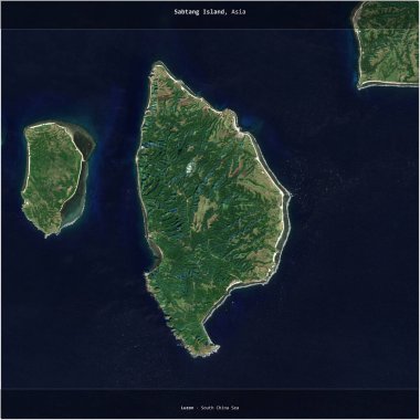 Sabtang Island in the South China Sea, belonging to Philippines, cropped to square on a satellite image taken in January 23, 2020 clipart