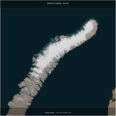 Severny Island in the Kara Sea, belonging to Russia, cropped to square on a satellite image taken in November 10, 2017 clipart