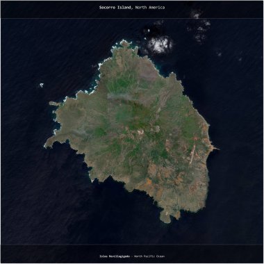 Socorro Island in the North Pacific Ocean, belonging to Mexico, cropped to square on a satellite image taken in December 27, 2023 clipart