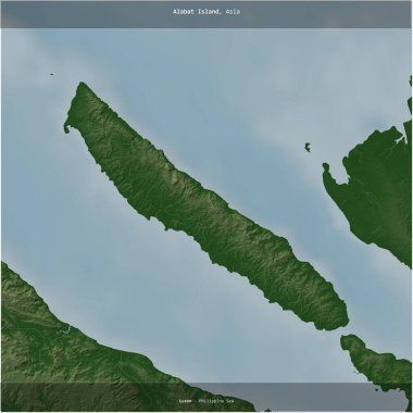 Alabat Island in the Philippine Sea, belonging to Philippines, cropped to square on a colored elevation map clipart