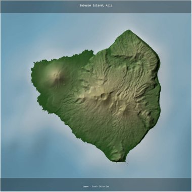 Filipinler 'e ait Güney Çin Denizi' ndeki Babuyan Adası renkli bir yükseklik haritasında kare şeklinde kesilmiş.