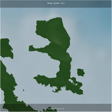 Filipin Denizi 'ndeki Batag Adası, Filipinler' e ait renkli bir yükseklik haritasında kare şeklinde kesilmiş.
